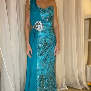 Terani Couture Teal Gown